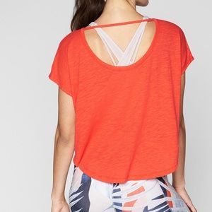 Athleta organic Daily Tee , “On Fire” (orange) - Small